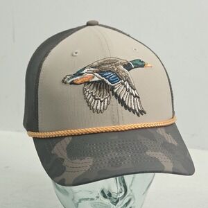 Paramount Outdoors Mallard Drake Duck Hunting Camo Rope Brim Snapback Hat EUC